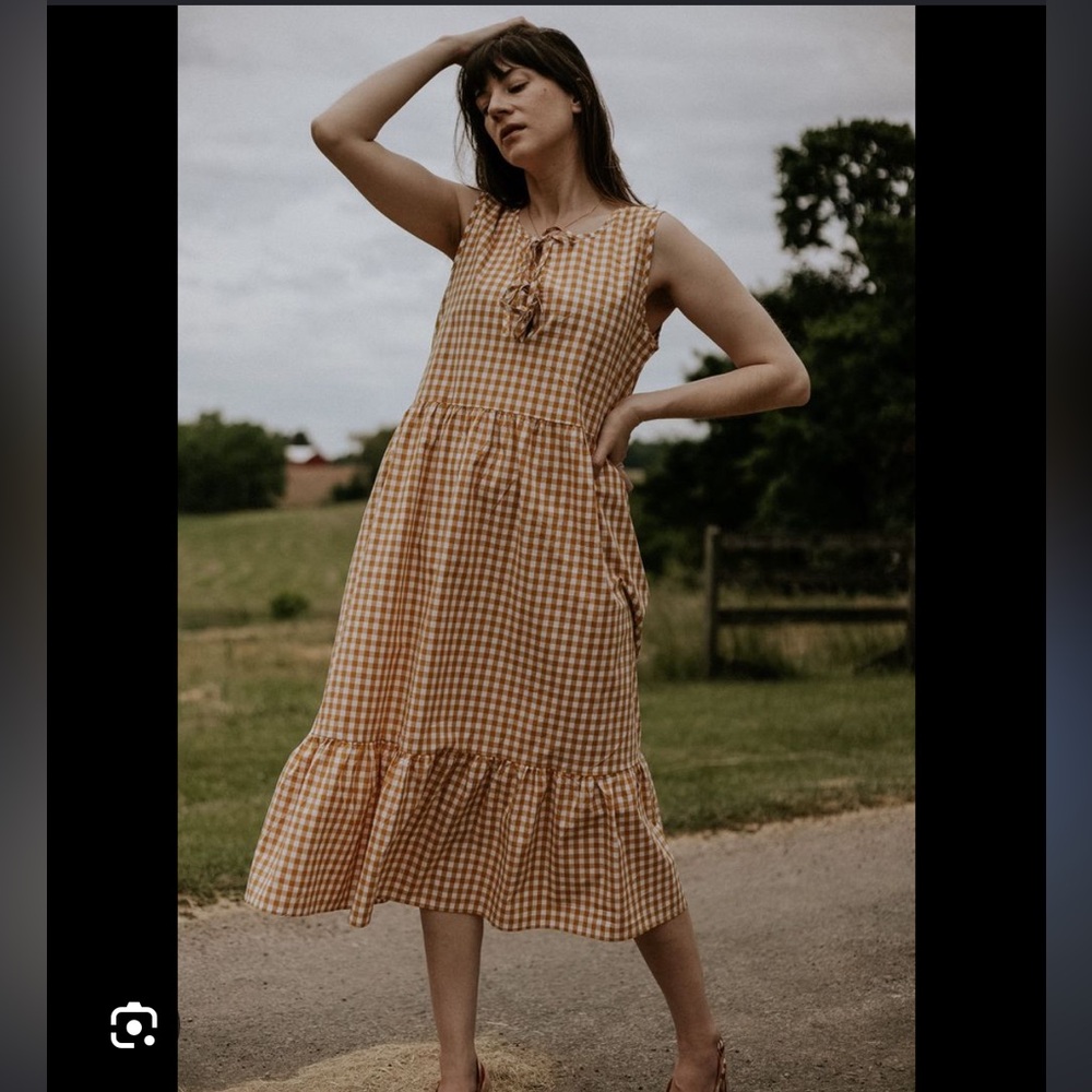 Tradlands Birdie Midi Dress Gingham Size Small